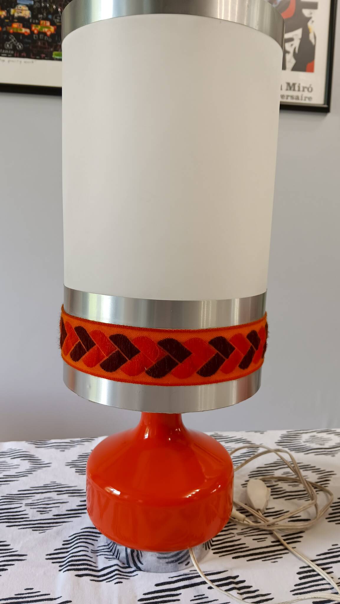 Paire de lampes de table/chevet vintage années 1970 orange.