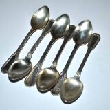 Set of 6 silver-plated coffee spoons Goldsmith Boulenger tulip frieze decoration 14cm