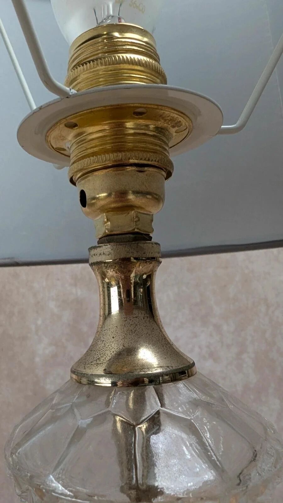 Lampe vintage verre et laiton années 50-60