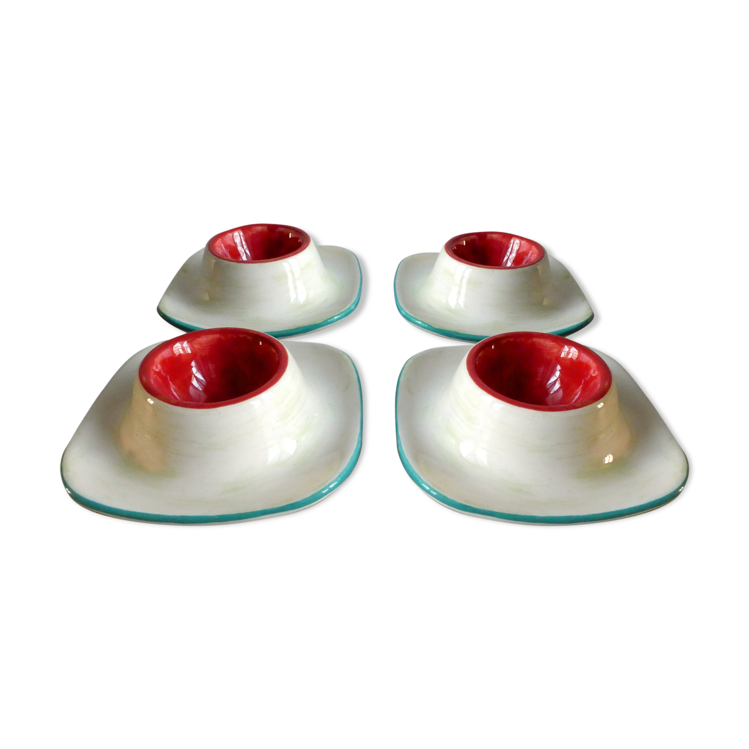 4 egg cups ceramic Saint Clément 60s