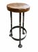 Vintage brutalist stool made of solid wood and twisted wrought iron – loft style