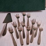 Cutlery set of 12 forks and silver-plated cake server