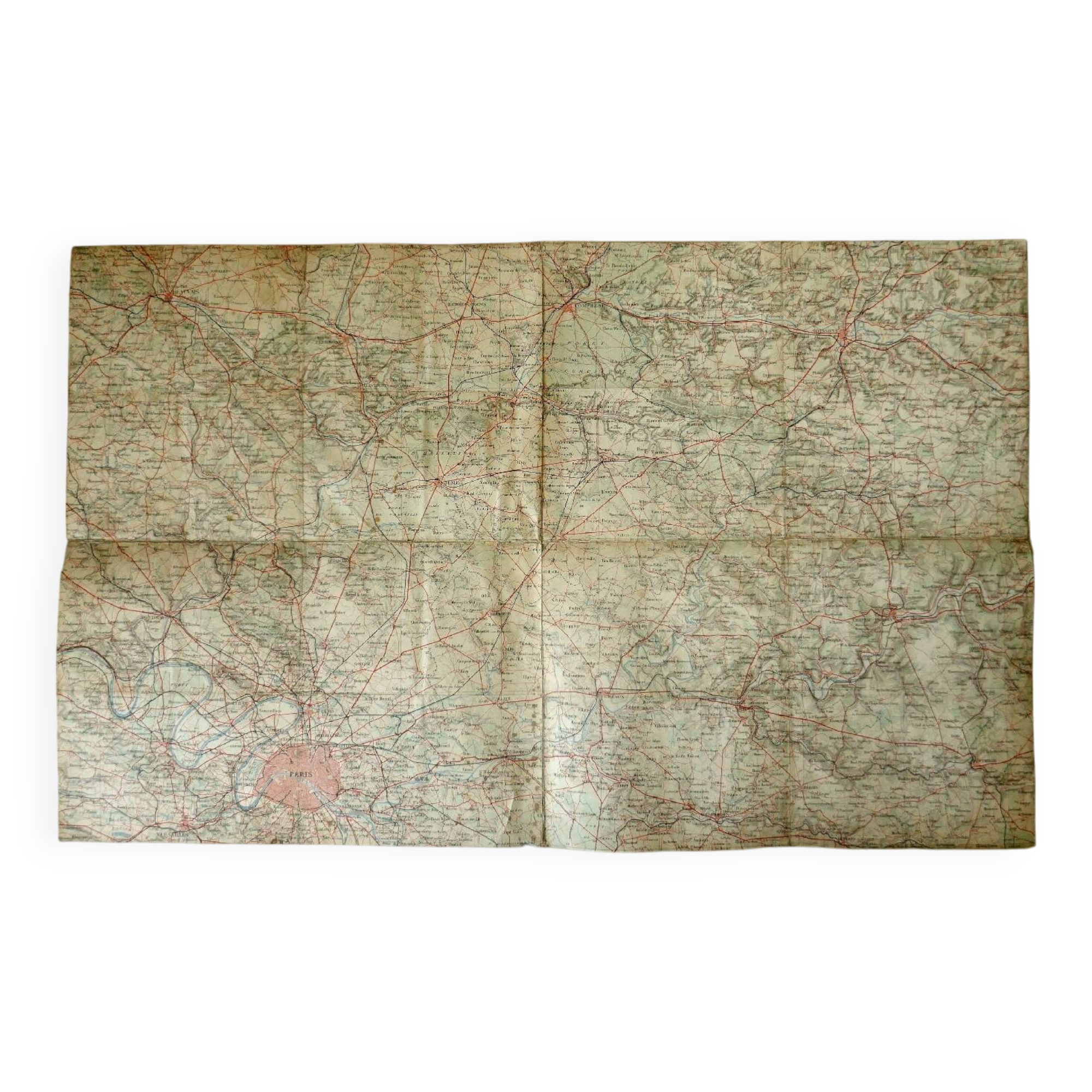 Old Map General Staff 1912 - Paris Beauvais Soissons Montmirail