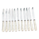 Set of 11 large silver metal knives