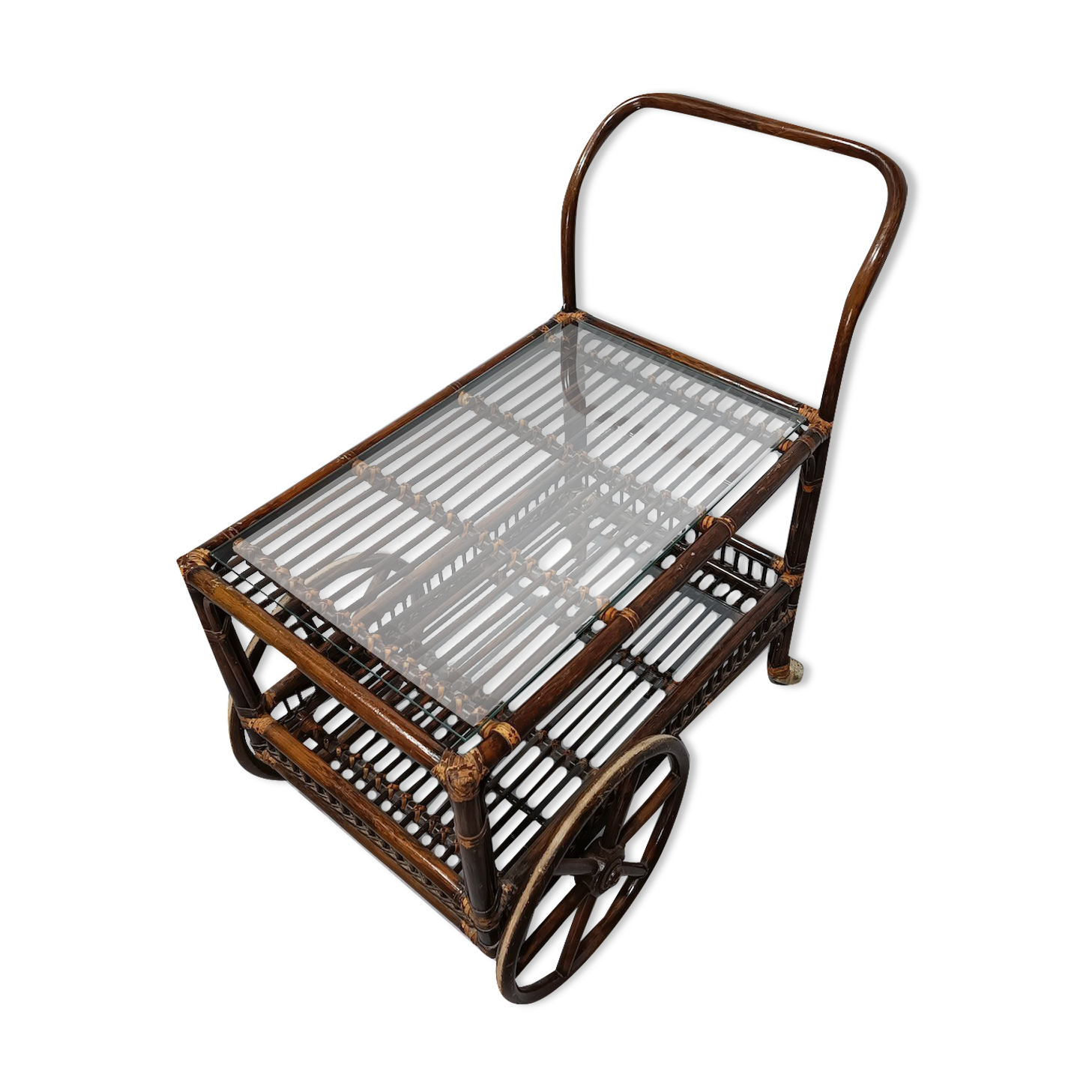 Desserte de bar en bambou vintage
