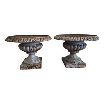 Pair of cast iron Medici vases