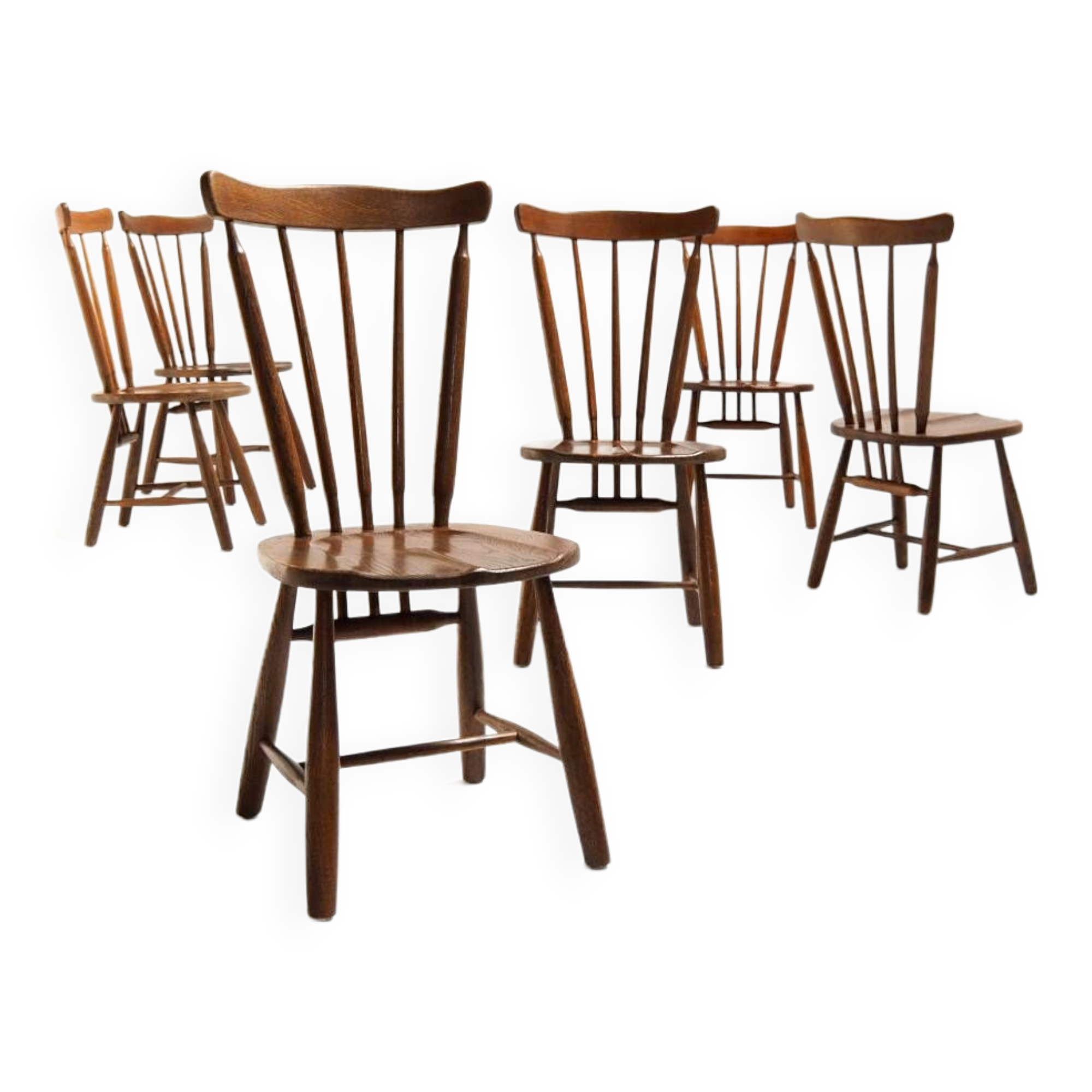 Set of 6 Vintage Chairs in the Japandi Brutalist Style