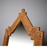 Miroir mural vintage tortue en rotin
brûlé bambou