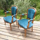 Louis XV-style basket bed and 2 convertible armchairs