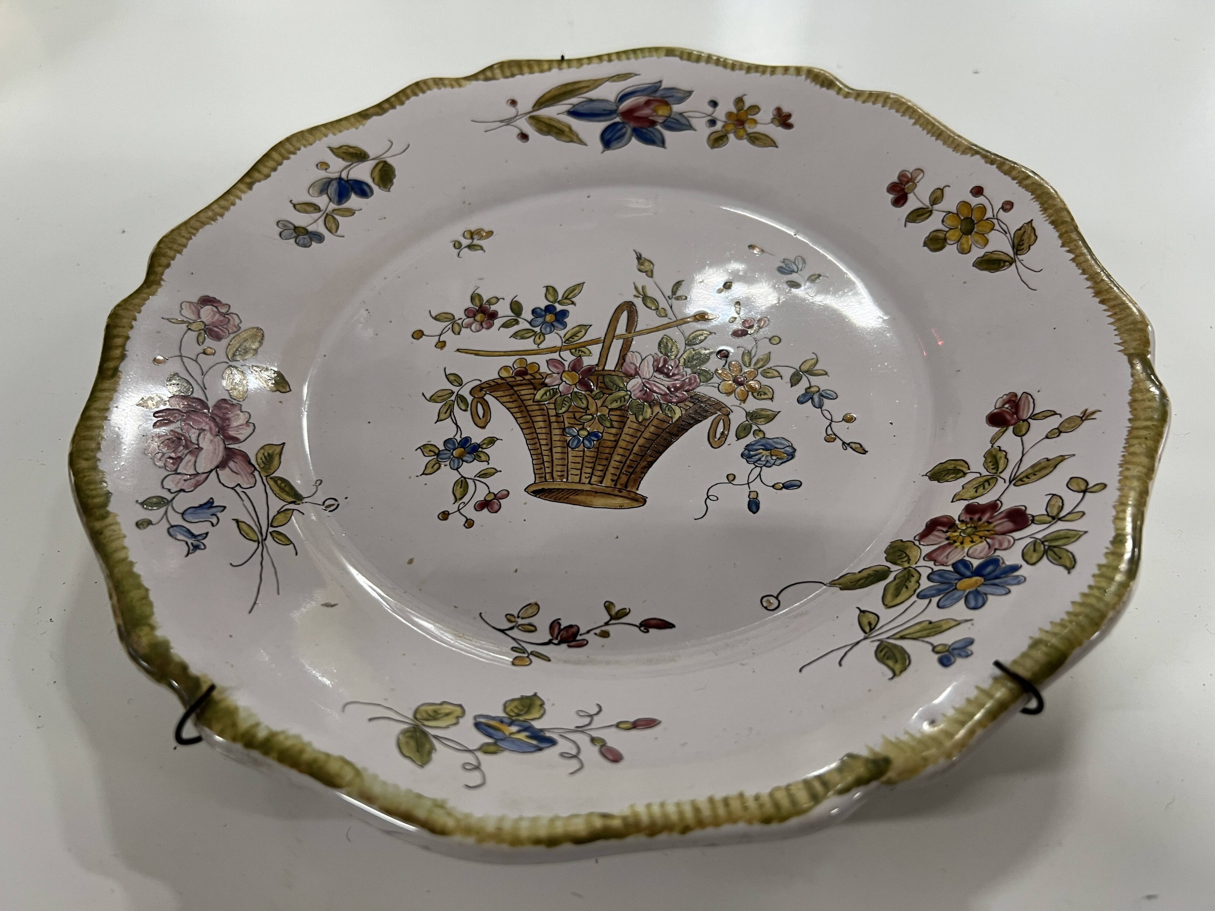 Decorative porcelain plate with hanging signed VP
