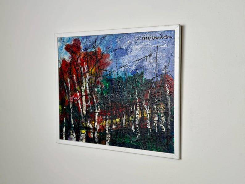 Swedish Oil on Panel – “Forest” by Claes Henrikson – Vintage & Framed