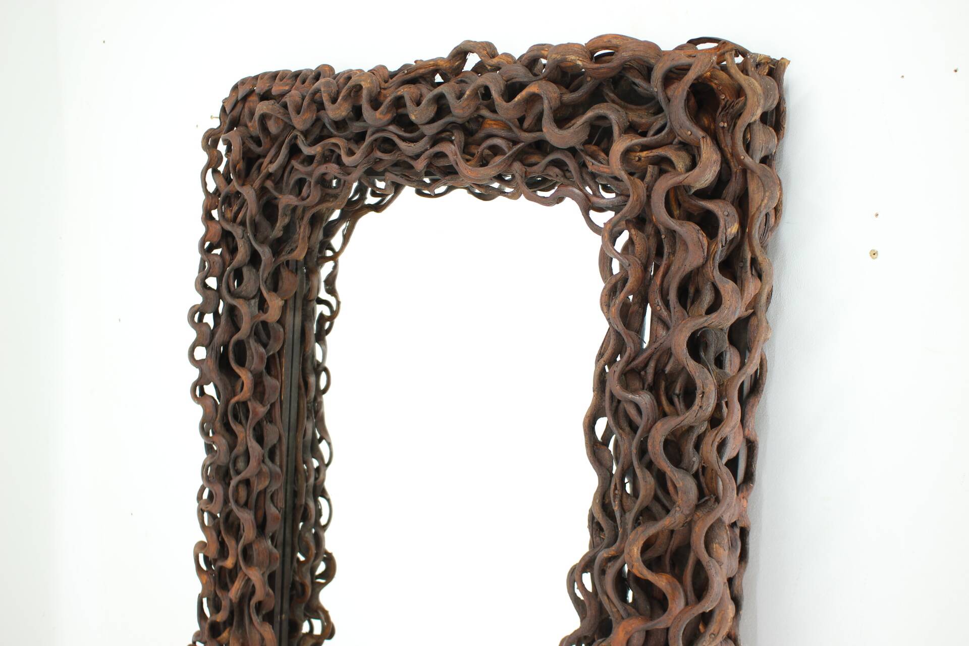 Large Mid-Century Tropical Wood Wall or Floor Mirror