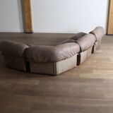 Patate modular sofa in original light brown leather, Airborne France 1970s