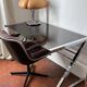 Space age desk in chrome and smoked glass, 1970s.