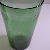 Very large vase 35 cm in green bullicante glass Murano or Empoli Italy 1960