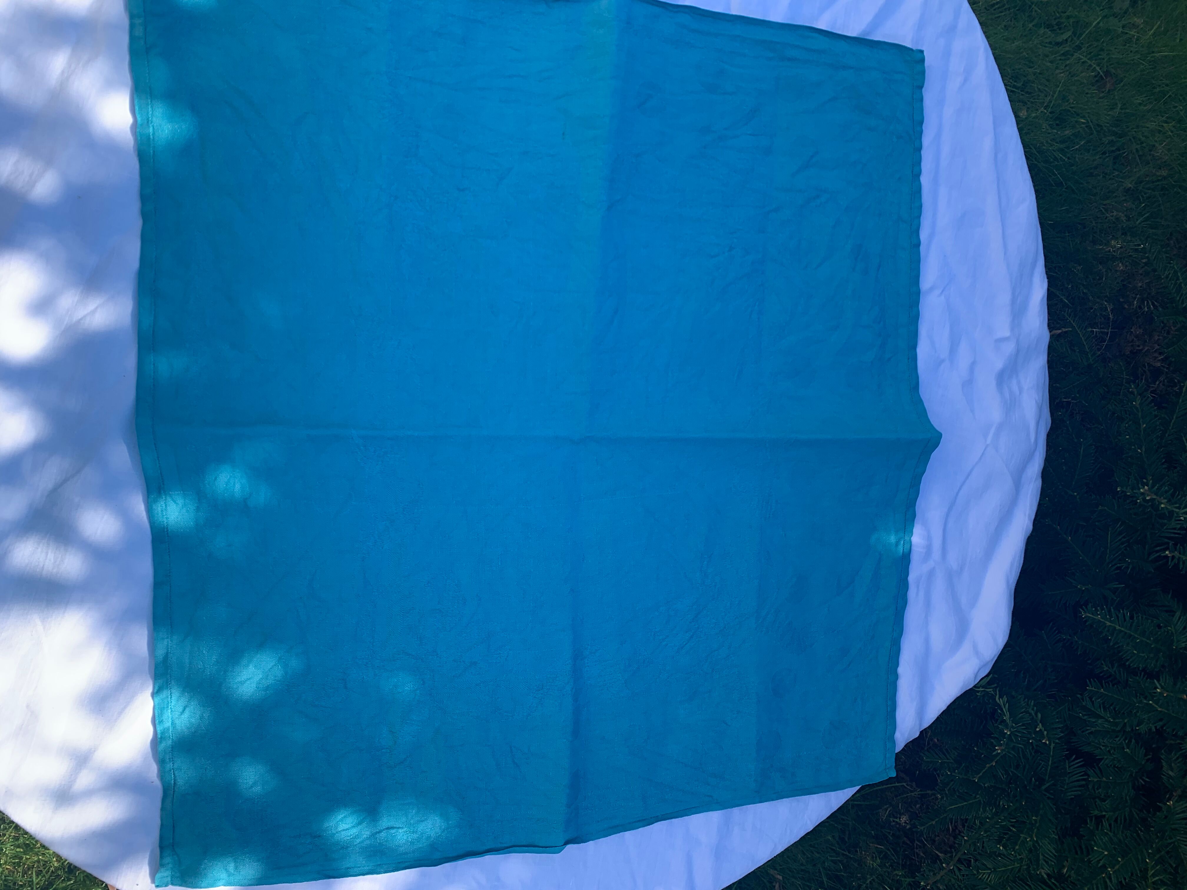 6 serviettes en coton damassées teintées bleues émeraude