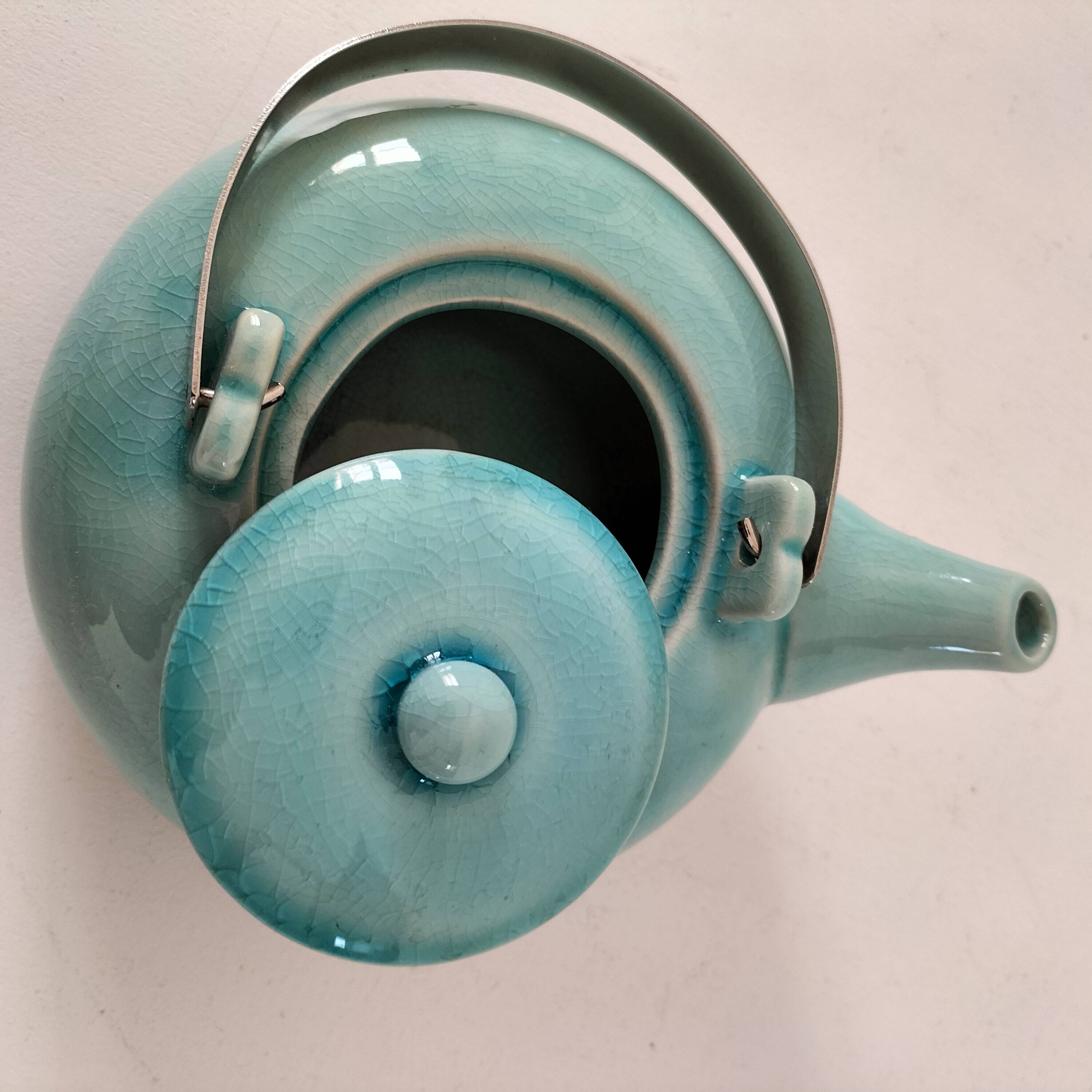 crackle effect ceramic teapot