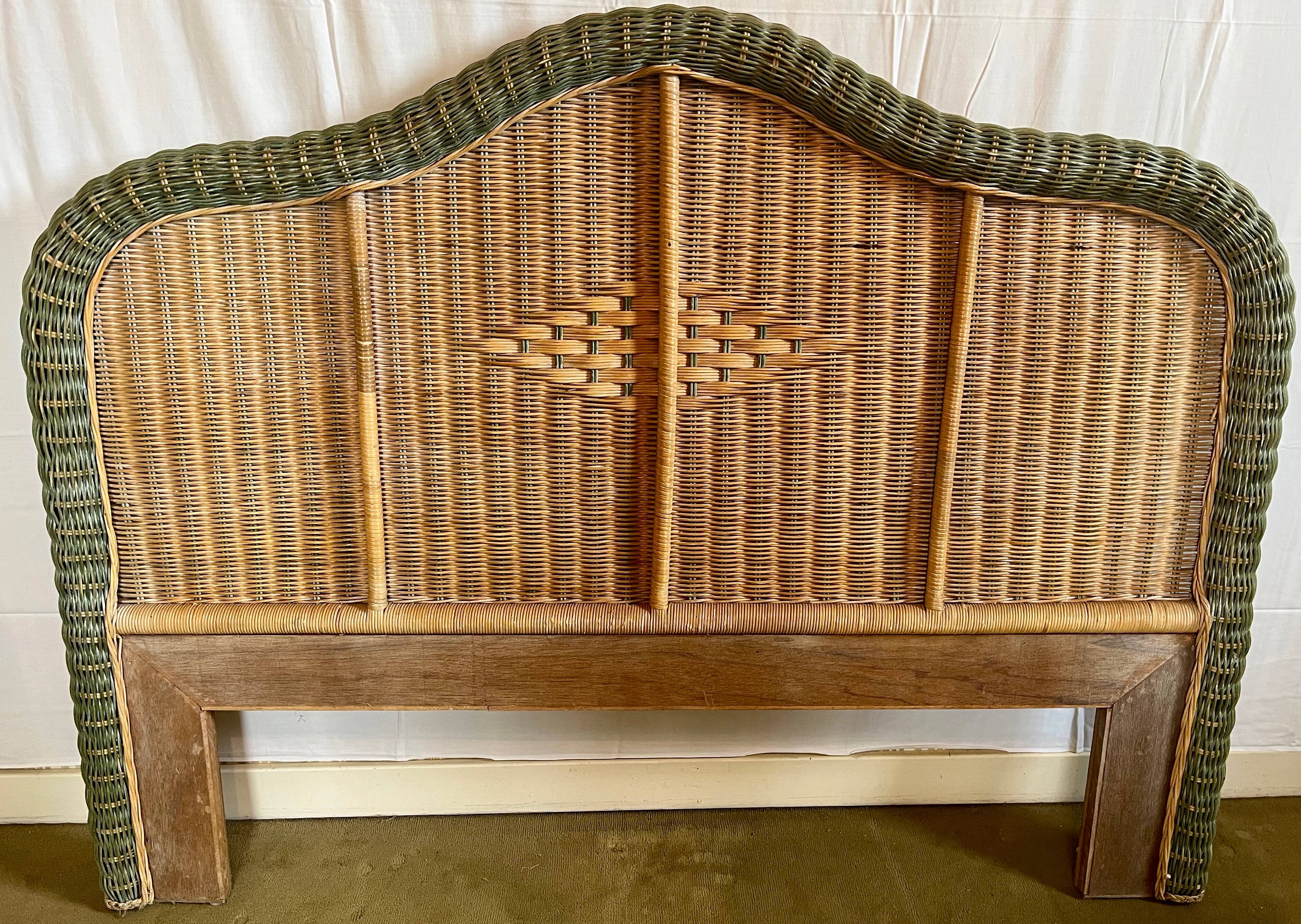 VINTAGE WICKER HEADBOARD, 80s/90s
