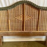 VINTAGE WICKER HEADBOARD, 80s/90s