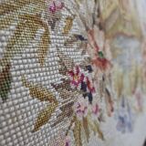 Fauteuil danois à dossier haut des années 1950, en laine tissée à la main, velours, bois de chêne sculpté.