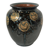 Beautiful ceramic vase with floral decoration by Paul Jacquet dating from the 1930s