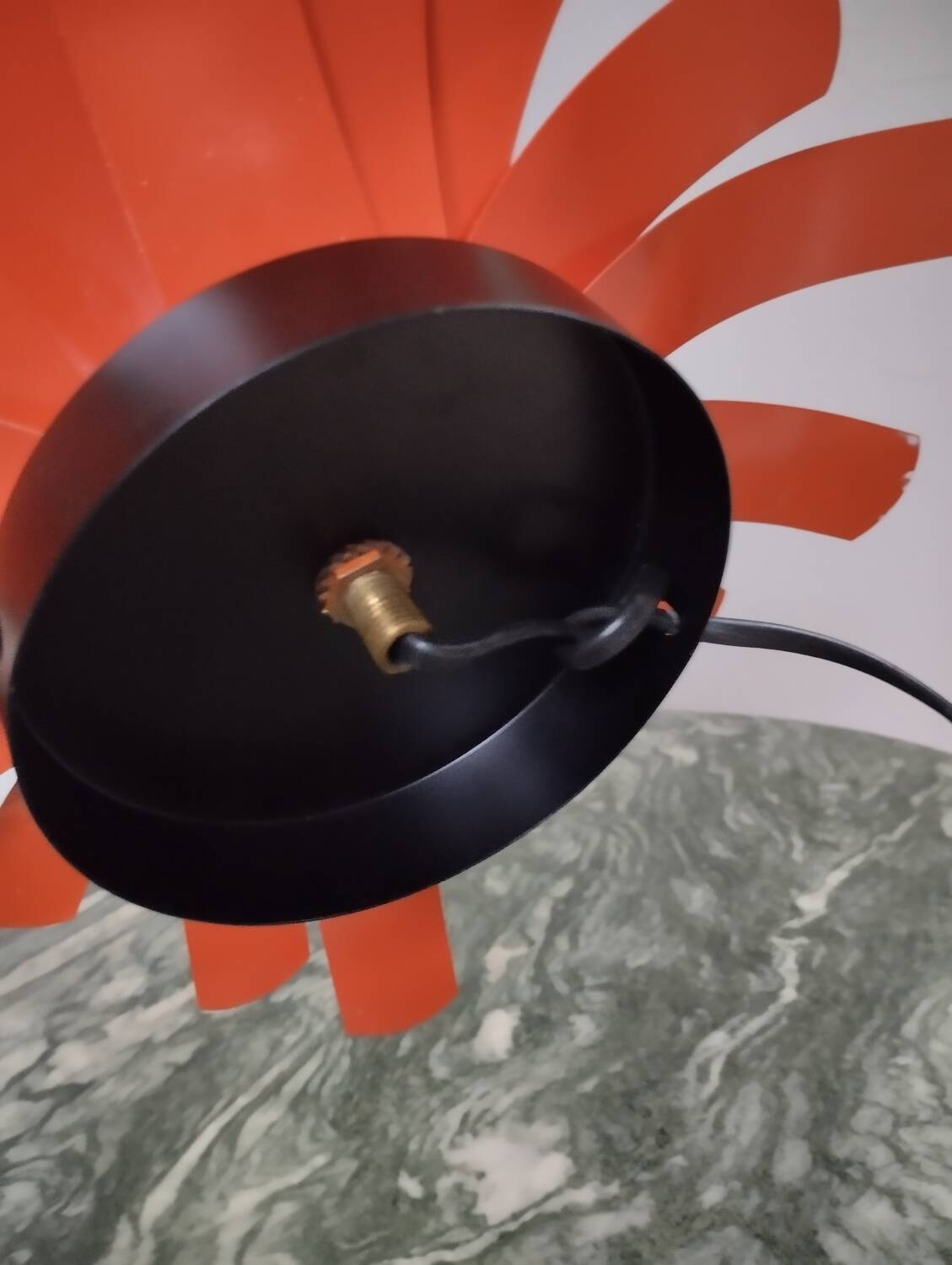 Orange metal flower lamp, 1970