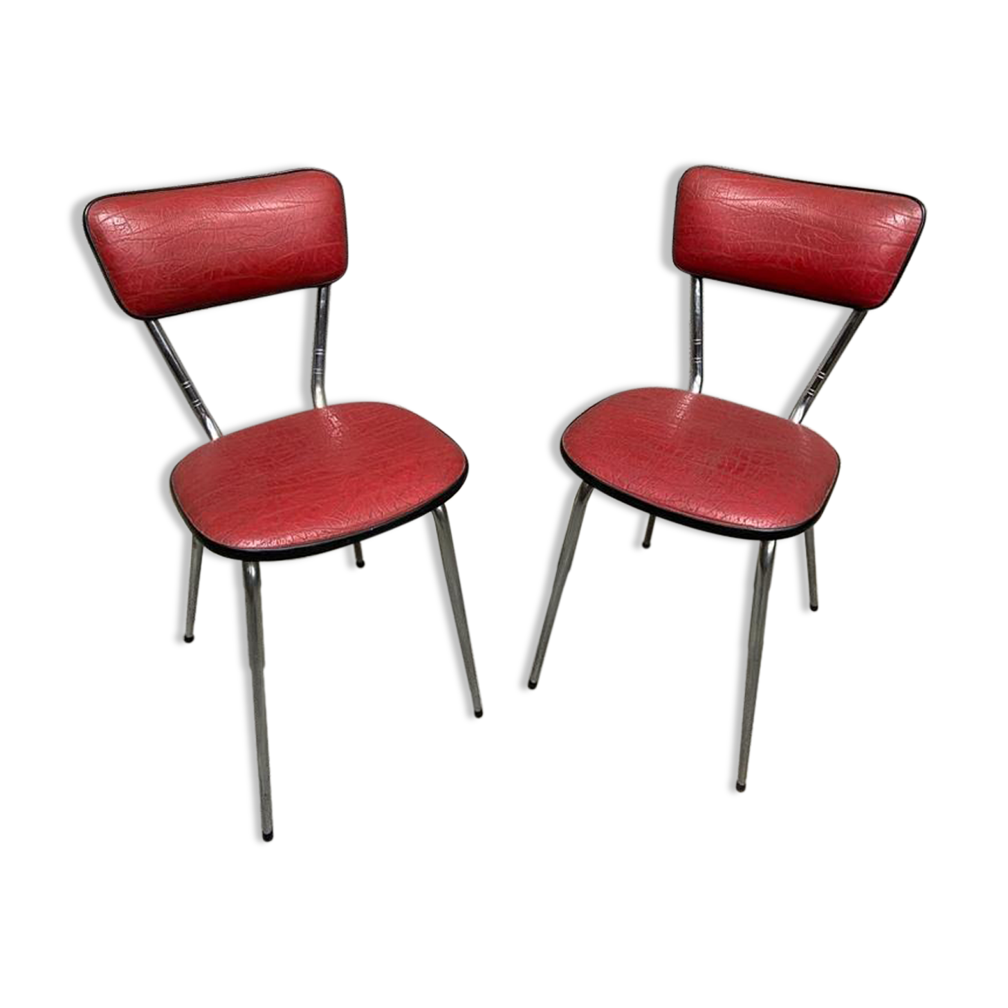Pair of mid-century kitchen chairs Imitation leather