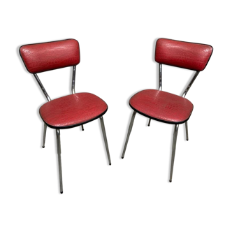 Pair of mid-century kitchen chairs Imitation leather