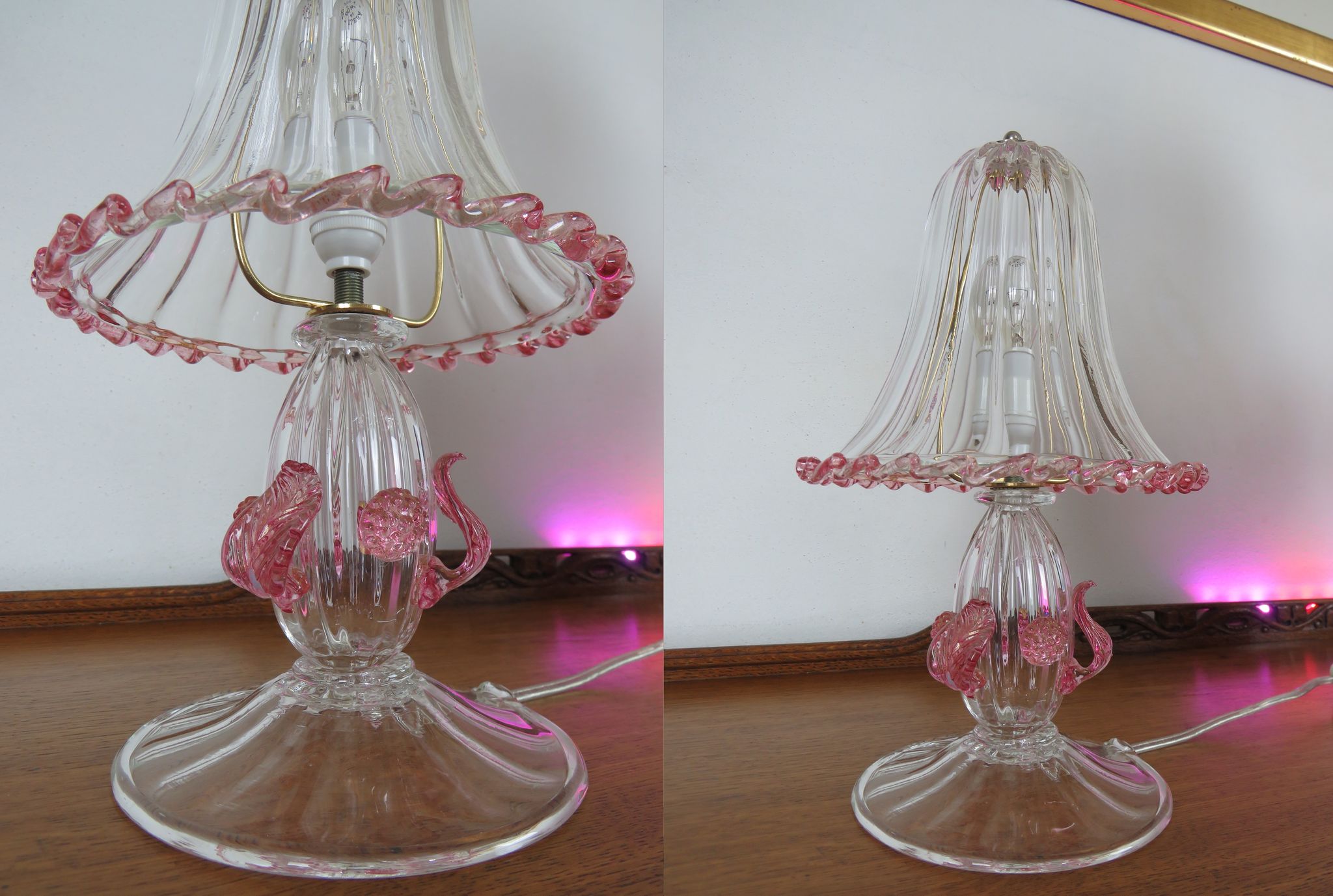 Pair of barovier and Toso (Murano) bedside lamps/table 1960s