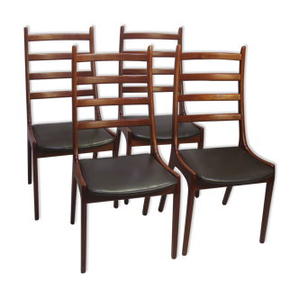 4 Danish teak ladder back dining chairs by Kai Kristiansen for Korup Stolefabrik 1960s/70s