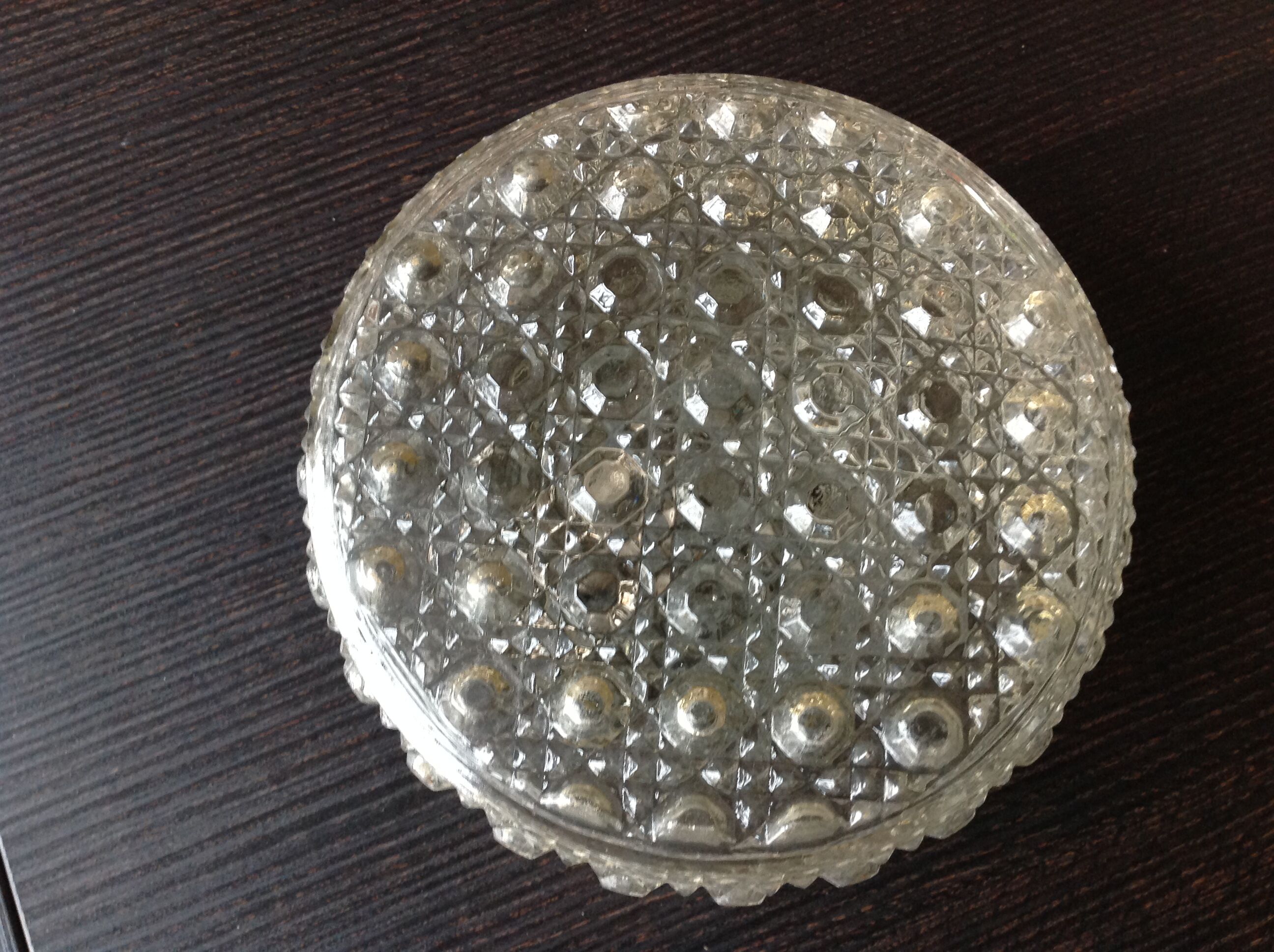 Round ceiling lamp in bubbled glass vintage 60s 70s