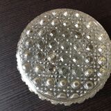 Round ceiling lamp in bubbled glass vintage 60s 70s