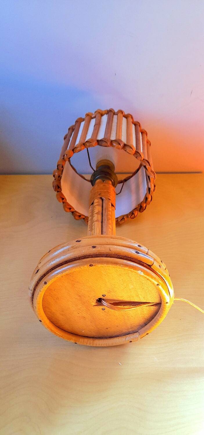 Rattan lamp by Louis Sognot 1950s