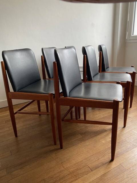 6 chaises teck scandinave vintage