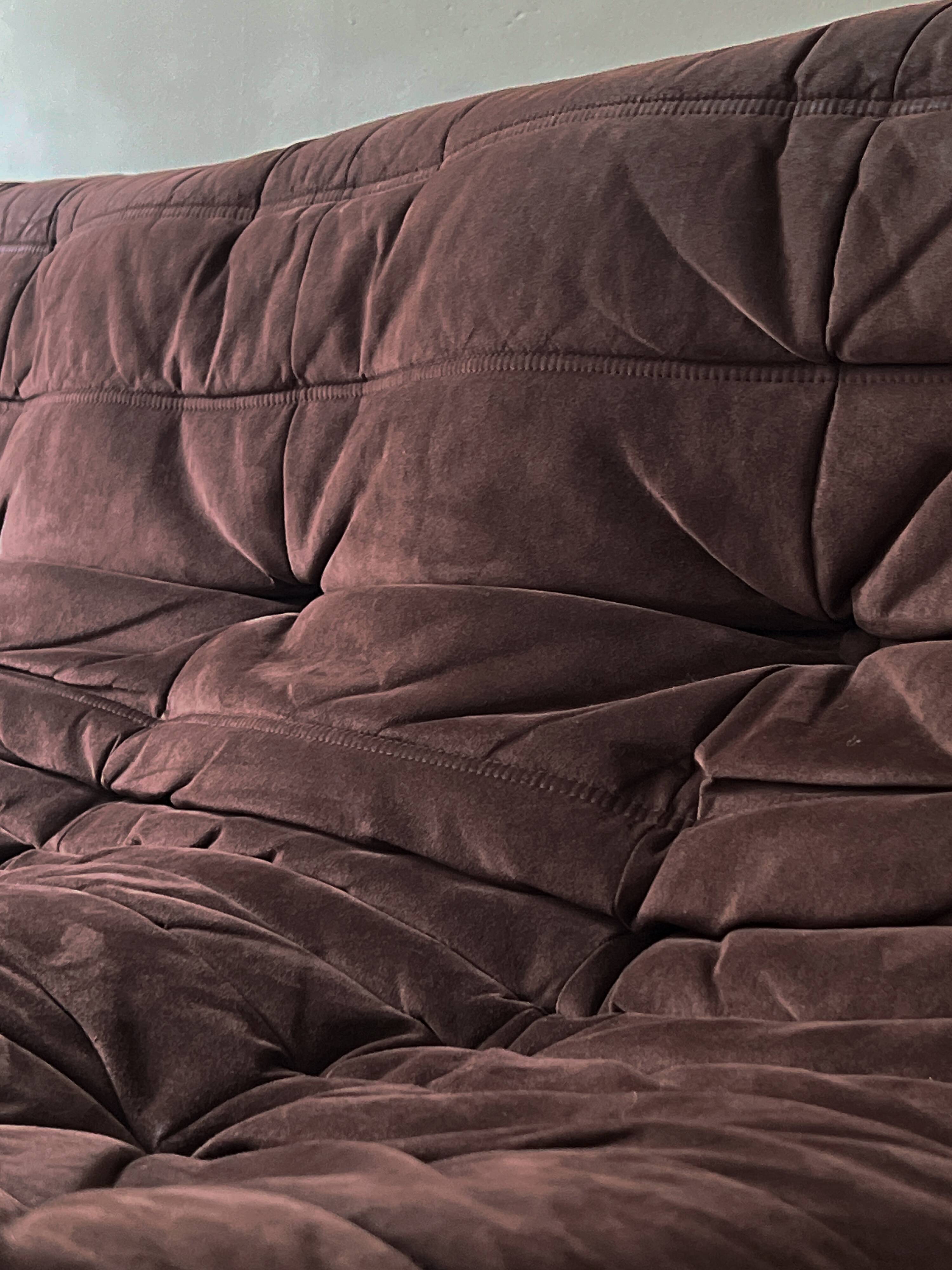 Togo 3-seater sofa in brown alcantara suede, Ligne Roset