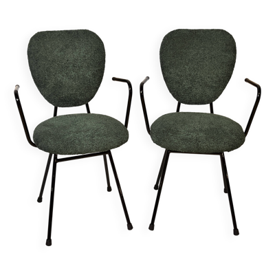 Paire de chaises avec accoudoirs  Jacques Hitier I Années 1950
