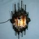 Large brutalist iron & ice Murano glass sconce / wall lamp, 1960s