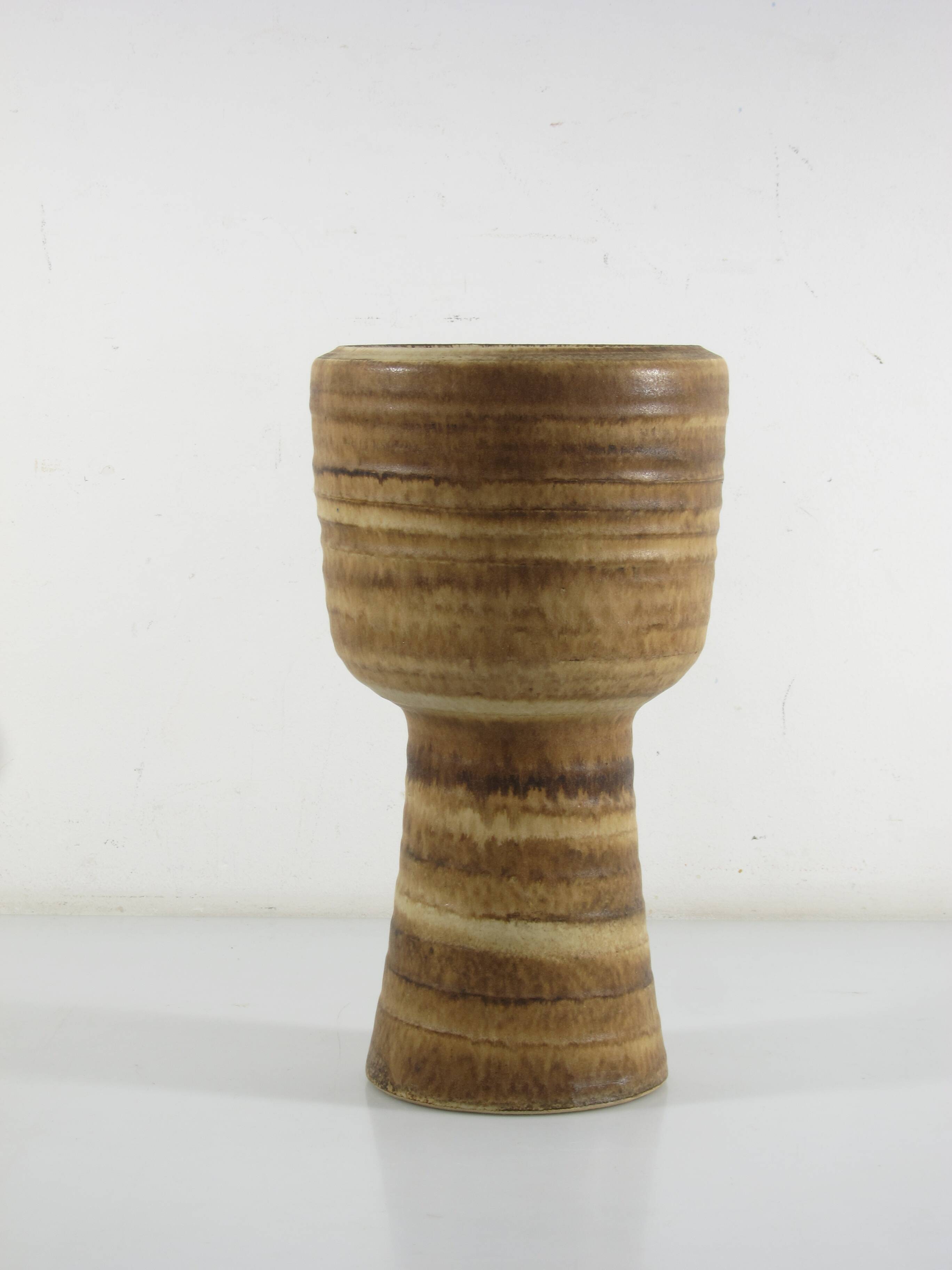 Brutalist Ceramic Vase, 1940s–1950s, Earthy Zen Tones, 33.5 cm