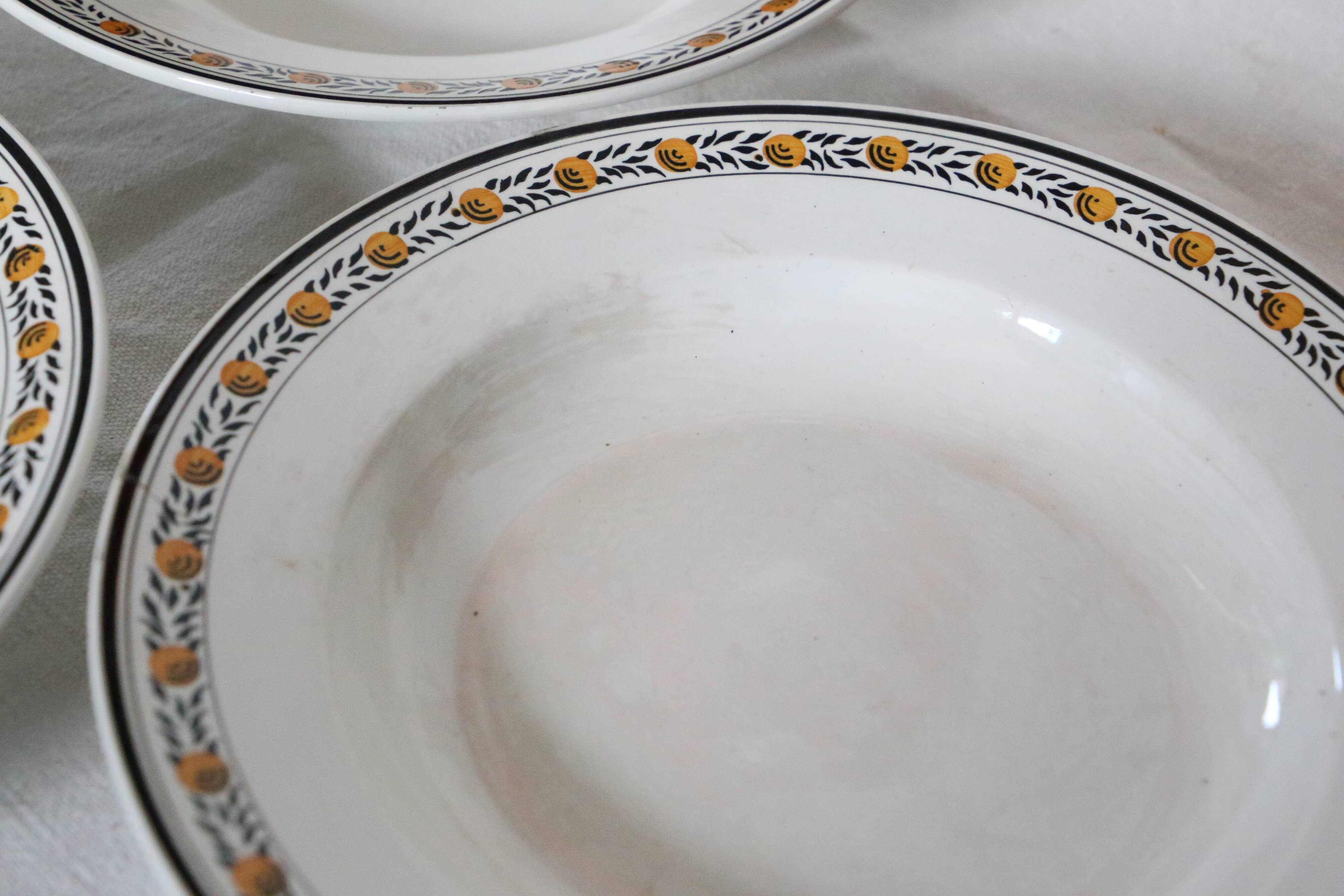 Ensemble de 6 assiettes creuses, Digoin Sarreguemines, modèle Valence