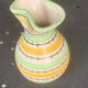 Green and yellow glazed ceramic vase, vintage pattern and design 1950/60