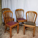 Set of four solid oak monastery style chairs