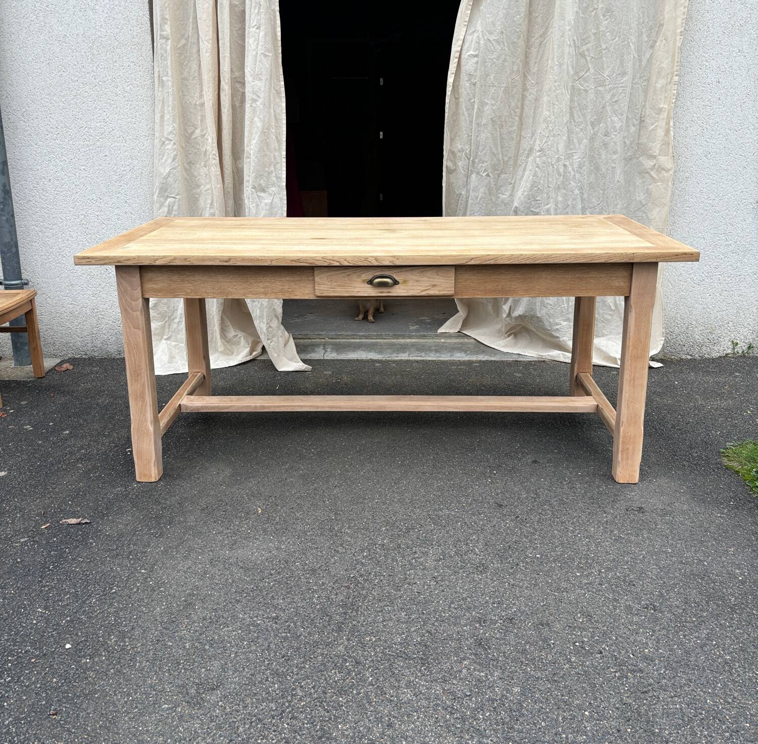 Raw wood farmhouse table