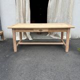 Raw wood farmhouse table