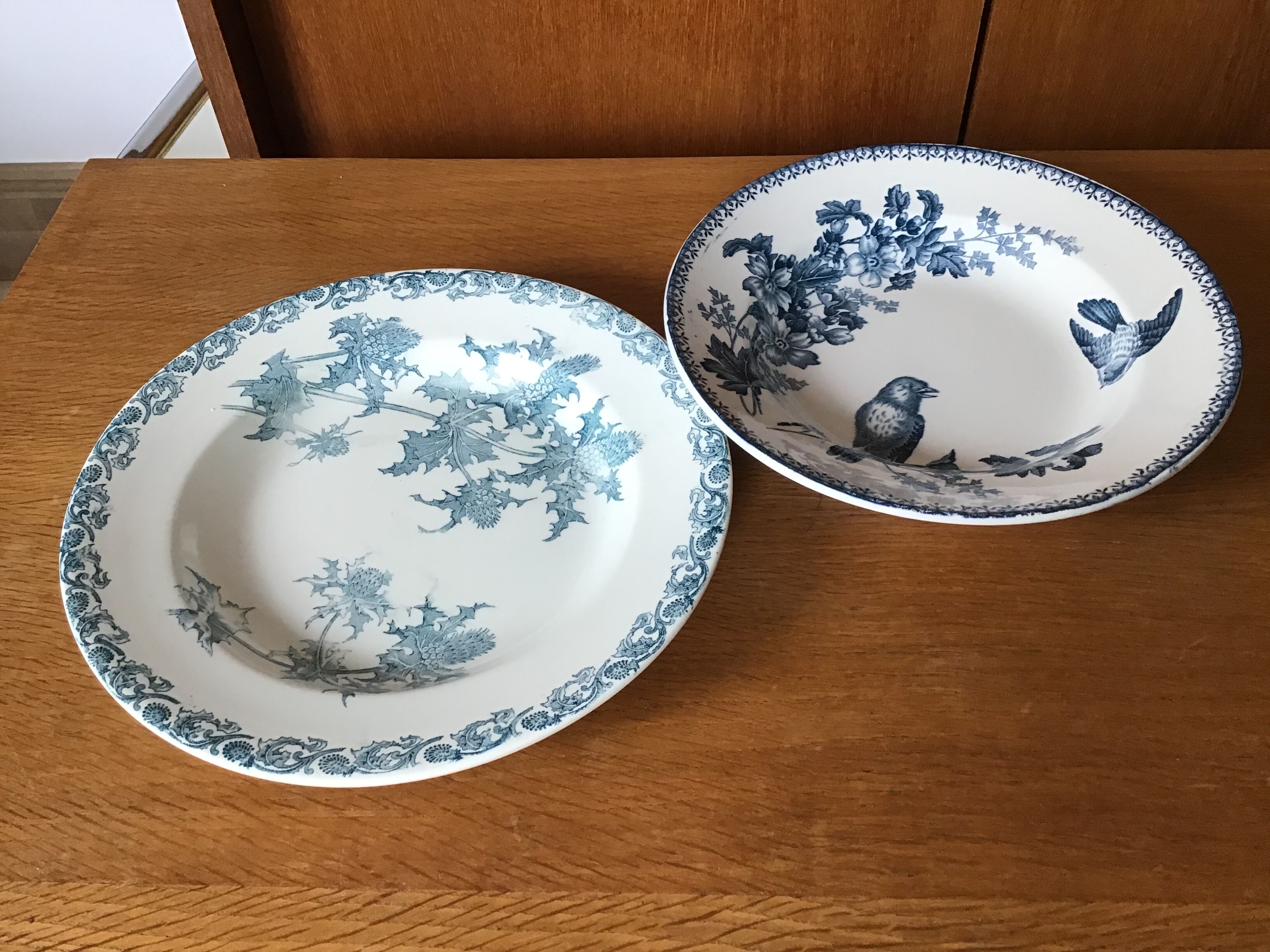 9 hollow plates Iron Earth thistles L.G Righi blue ink