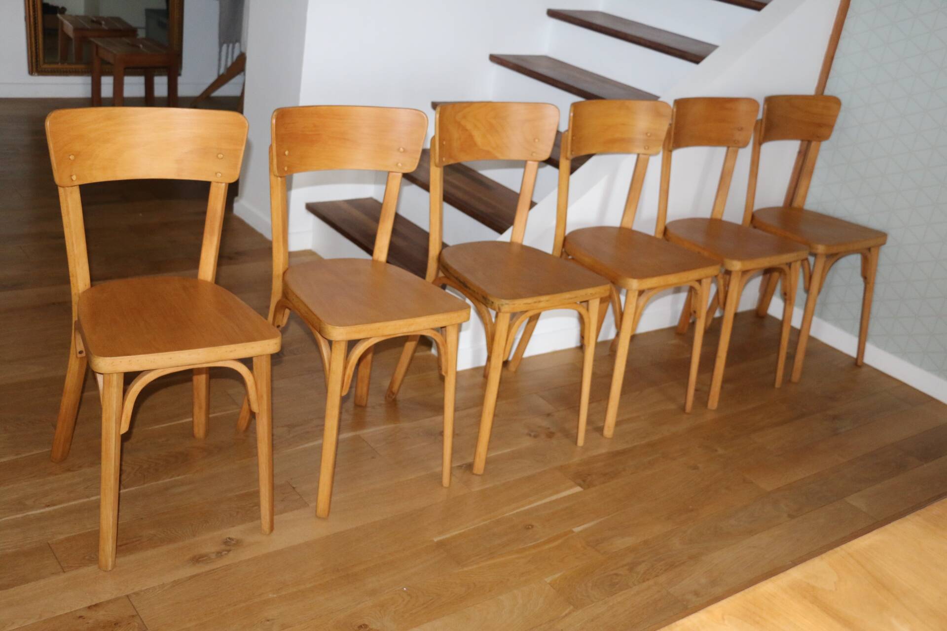 Set of 6 Baumann chairs No. 33 light beech