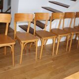Set of 6 Baumann chairs No. 33 light beech
