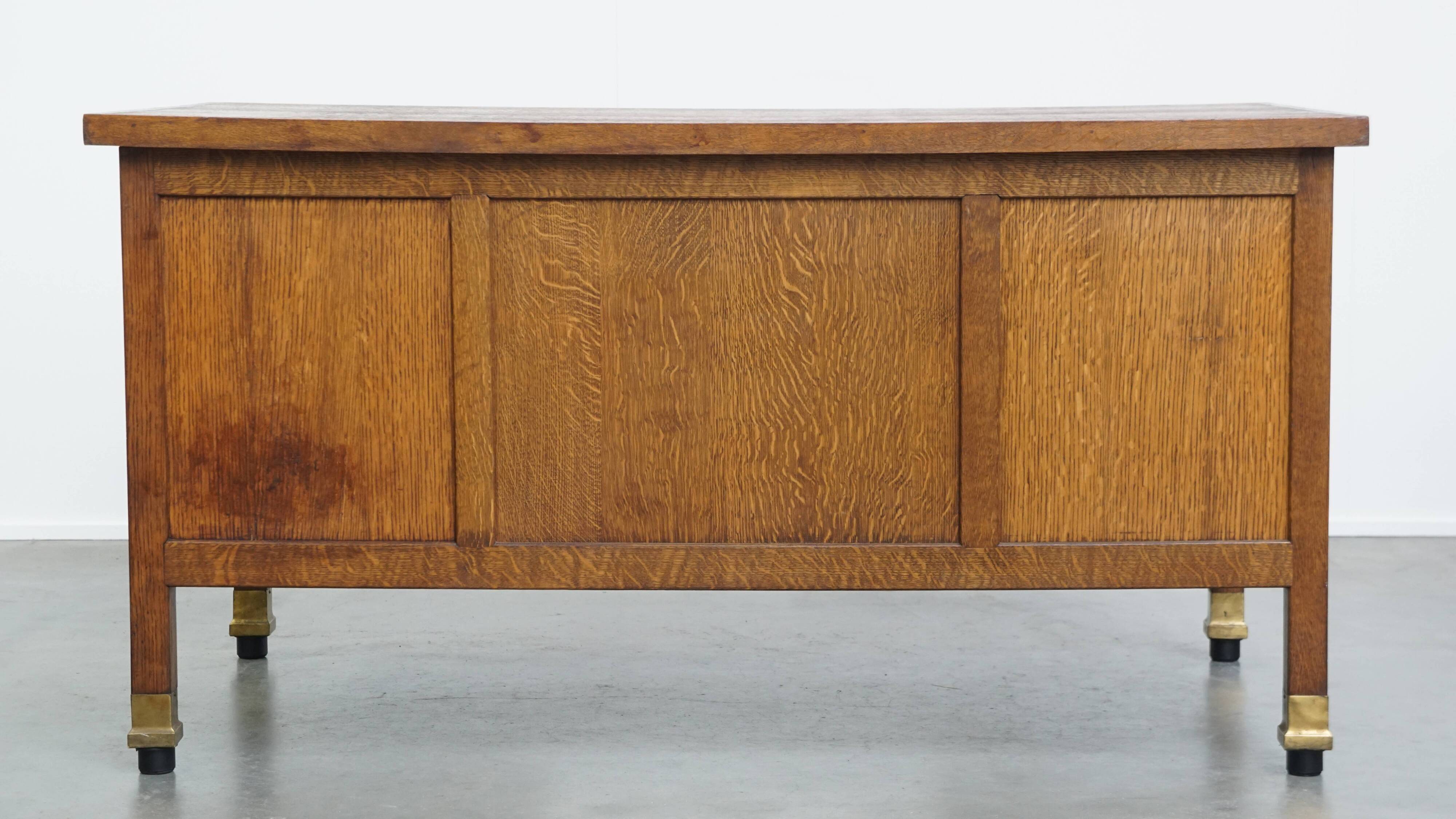 Bureau Art Déco ancien du début du XXe siècle, en chêne