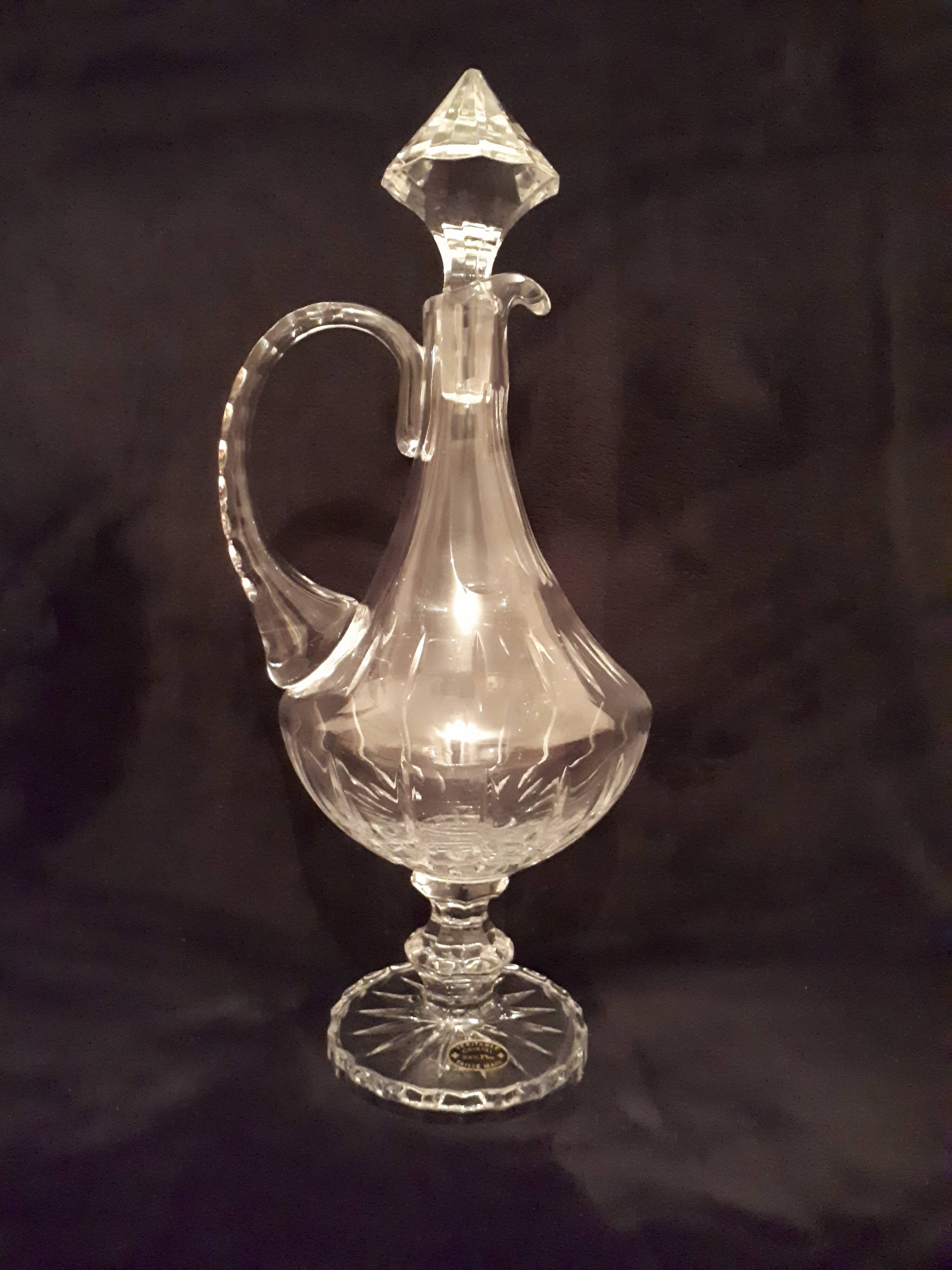 Crystal carafe on foot, vintage