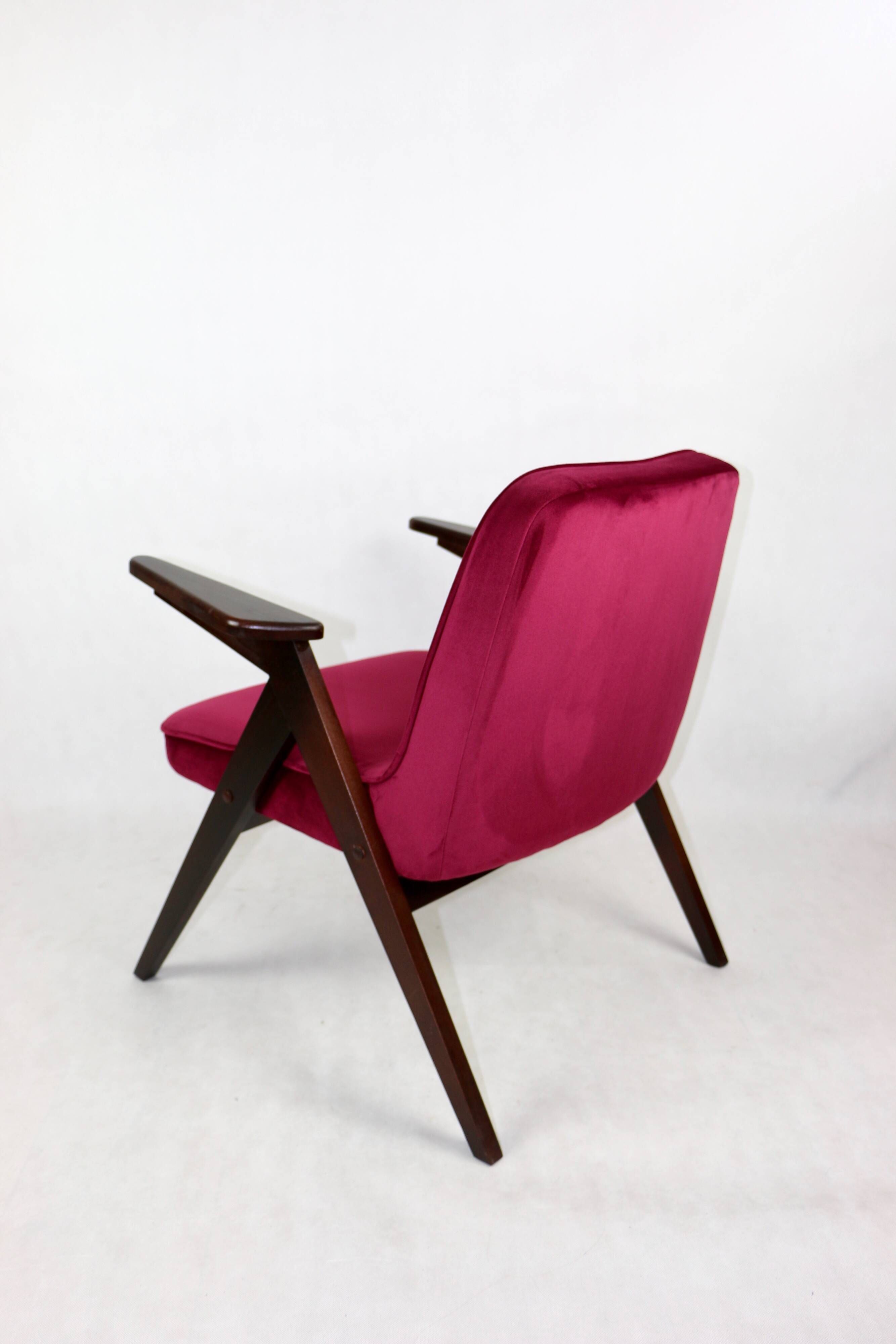 Burgundy Raspberry Bunny Armchair by Józef Chierowski