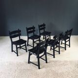 Brutalist dining chairs by Dittmann for Awa Radbound, Netherlands, 1970s, set of 6.